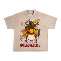 French Oak messy bun teacher life Urban Heavy Tee - RanaPortraitStore