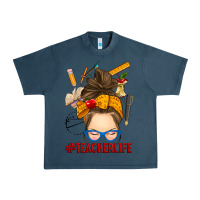 Midnight Navy messy bun teacher life Urban Heavy Tee - RanaPortraitStore
