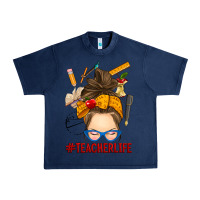 Navy messy bun teacher life Urban Heavy Tee - RanaPortraitStore
