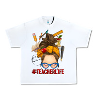 White messy bun teacher life Urban Heavy Tee - RanaPortraitStore
