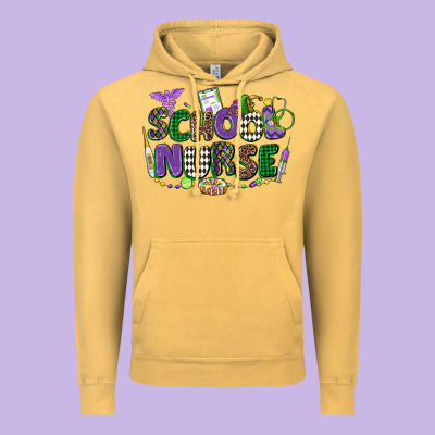 School Nurse Mardi Gras Vintage Hoodie Designed By Cowgirlartshop