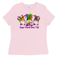 Bubblegum Pink happy mardi gras y'all gnomes Ladies Tee - RanaPortraitStore