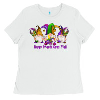 White happy mardi gras y'all gnomes Ladies Tee - RanaPortraitStore