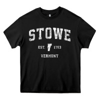 Stowe Vermont Vt Vintage Athletic Sports Heavy Core Tee | Teevron