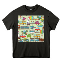 Asphalt Planes, Trains, and Automobiles pattern Chiffon Top Heavy Core Tee - minhPixels