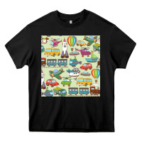 Planes, Trains, And Automobiles Pattern Chiffon Top Heavy Core Tee | Teevron