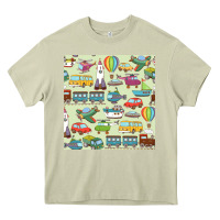 Mossy Planes, Trains, and Automobiles pattern Chiffon Top Heavy Core Tee - minhPixels