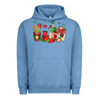 Pigment Pebble Blue strawberry coffee cups Urban Hoodie - AdoDesignShop