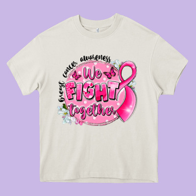 Breast Cancer Awareness We Fight Together Heavy Core Tee Designed By Lillyallendesigns
