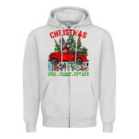 Dove Grey christmas tree farm truck Zipper Hoodie - CowhideDigitalArt