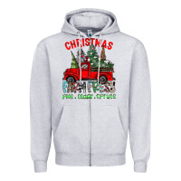 Heather Grey christmas tree farm truck Zipper Hoodie - CowhideDigitalArt