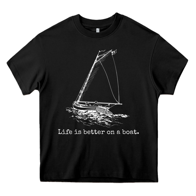 Life Is Better On A Boat Sailboat Sketch Cool Sailing Gifts Heavy Core Tee by minhPixels | Teevron