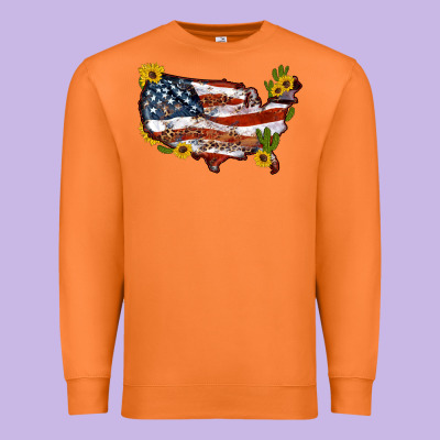 Usa Map With Sunflower And Cactus Premium Sweatshirt Designed By Artiststas