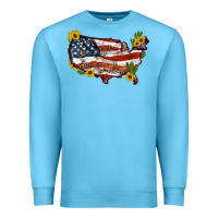 Ocean Blue usa map with sunflower and cactus Premium Sweatshirt - Artiststas