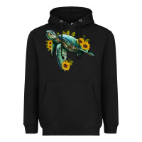 Black sea turtle with sunflowers Heavyweight Hoodie - Artiststas