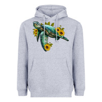 Heather Grey sea turtle with sunflowers Heavyweight Hoodie - Artiststas