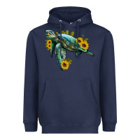 Navy sea turtle with sunflowers Heavyweight Hoodie - Artiststas