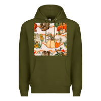 Army Green fall heifer seamless pattern Premium Hoodie - BundleAndBundleShop