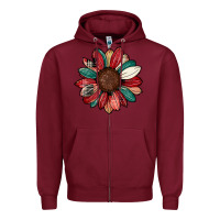 Burgundy Christmas sunflower Zipper Hoodie - CowhideDigitalArt