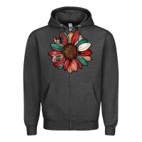 Charcoal Heather Christmas sunflower Zipper Hoodie - CowhideDigitalArt