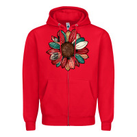 Red Christmas sunflower Zipper Hoodie - CowhideDigitalArt