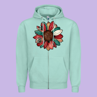 Christmas Sunflower Zipper Hoodie Designed By Cowhidedigitalart