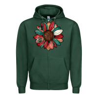 Sports Green Christmas sunflower Zipper Hoodie - CowhideDigitalArt