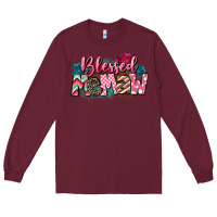 Burgundy Blessed memaw Mother's Day Long Sleeve Tee - CowGirlArtShop