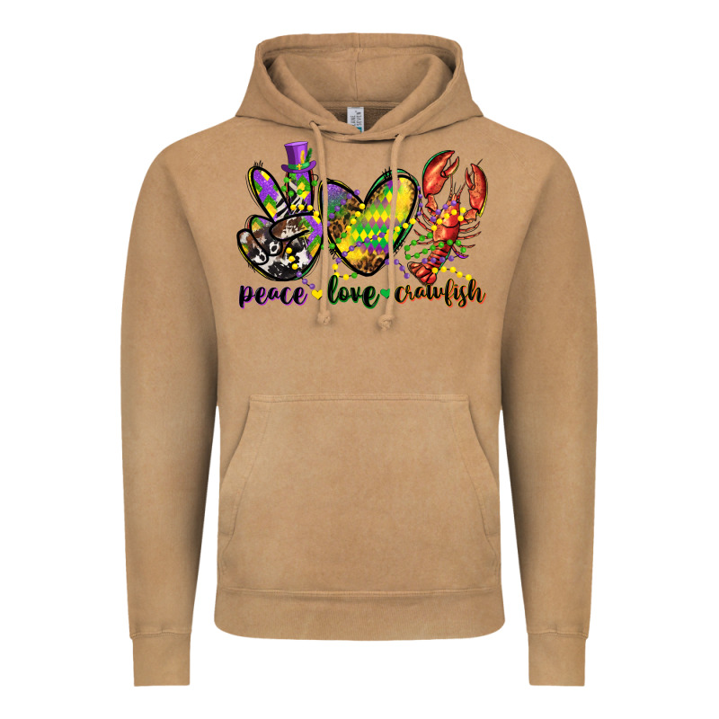 Peace Love Crawfish Mardi Gras Vintage Hoodie by CowGirlArtShop | Teevron