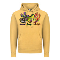 Vintage Mustard peace love crawfish mardi gras Vintage Hoodie - CowGirlArtShop