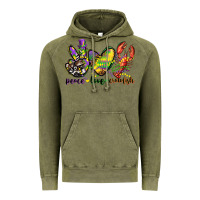Vintage Olive peace love crawfish mardi gras Vintage Hoodie - CowGirlArtShop