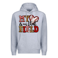 Heather Grey my heart is on that field baseball Premium Hoodie - Jasminsmagicworld
