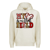 Oatmeal Heather my heart is on that field baseball Premium Hoodie - Jasminsmagicworld