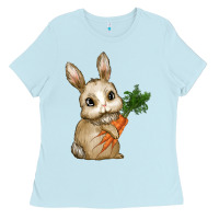 Baby Blue eastrt bunny carrot Ladies Tee - RanaPortraitStore