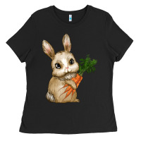 Black eastrt bunny carrot Ladies Tee - RanaPortraitStore