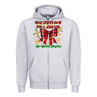 Heather Grey festive christmas message with crosses Zipper Hoodie - CowhideDigitalArt