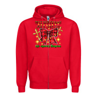 Red festive christmas message with crosses Zipper Hoodie - CowhideDigitalArt