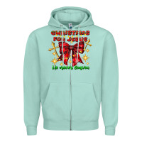Seafoam festive christmas message with crosses Zipper Hoodie - CowhideDigitalArt