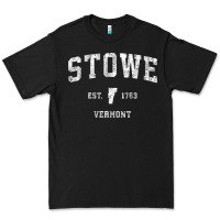 Black Stowe Vermont Vt Vintage Athletic Sports Premium Tee - minhPixels