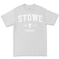 Dove Grey Stowe Vermont Vt Vintage Athletic Sports Premium Tee - minhPixels