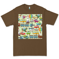 Cacao Planes, Trains, and Automobiles pattern Chiffon Top Premium Tee - minhPixels