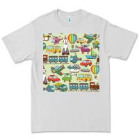 Dove Grey Planes, Trains, and Automobiles pattern Chiffon Top Premium Tee - minhPixels