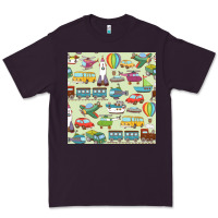 Plum Planes, Trains, and Automobiles pattern Chiffon Top Premium Tee - minhPixels