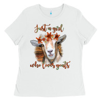 White Just a Girl Who Loves Goat Ladies Tee - Bettercallsaul