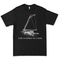 Black Life Is Better On A Boat Sailboat Sketch Cool Sailing Gifts Premium Tee - minhPixels