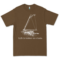 Cacao Life Is Better On A Boat Sailboat Sketch Cool Sailing Gifts Premium Tee - minhPixels