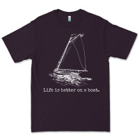 Plum Life Is Better On A Boat Sailboat Sketch Cool Sailing Gifts Premium Tee - minhPixels