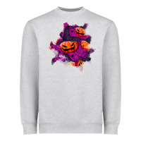 Heather Grey halloween pumpkin patch  3 Heavyweight Sweatshirt - BundleAndBundleShop