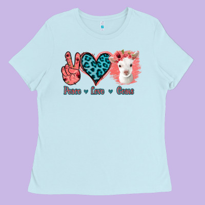 Peace Love Goats Ladies Tee Designed By Bettercallsaul
