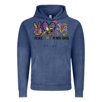 Vintage Denim peace love mardi gras Vintage Hoodie - CowGirlArtShop